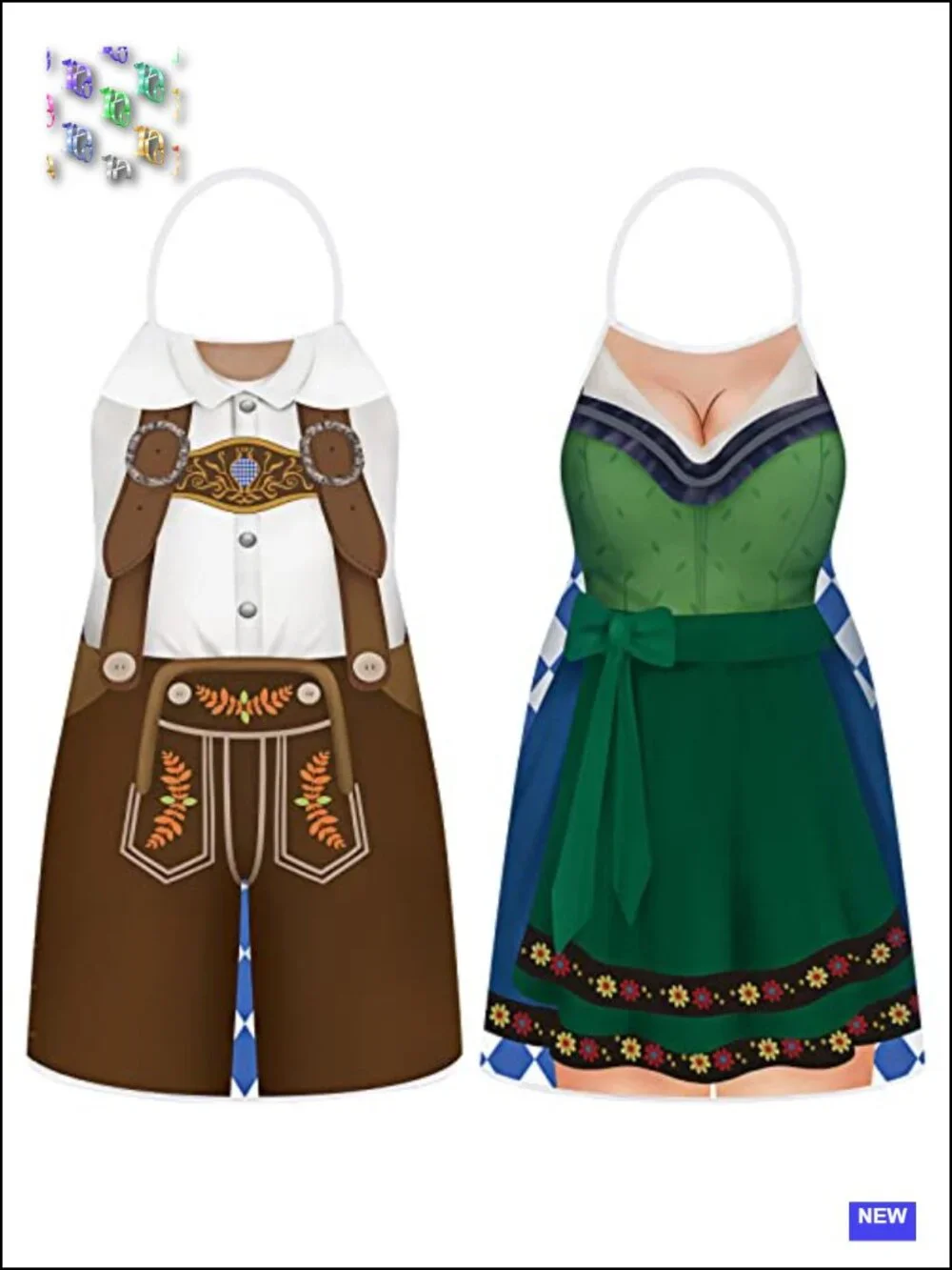 2-Piece German Oktoberfest Apron for Couples Cooking BBQ Party Costume
